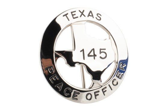 Blackinton State of Texas Circular Badge with State Cutout with Nickel finish